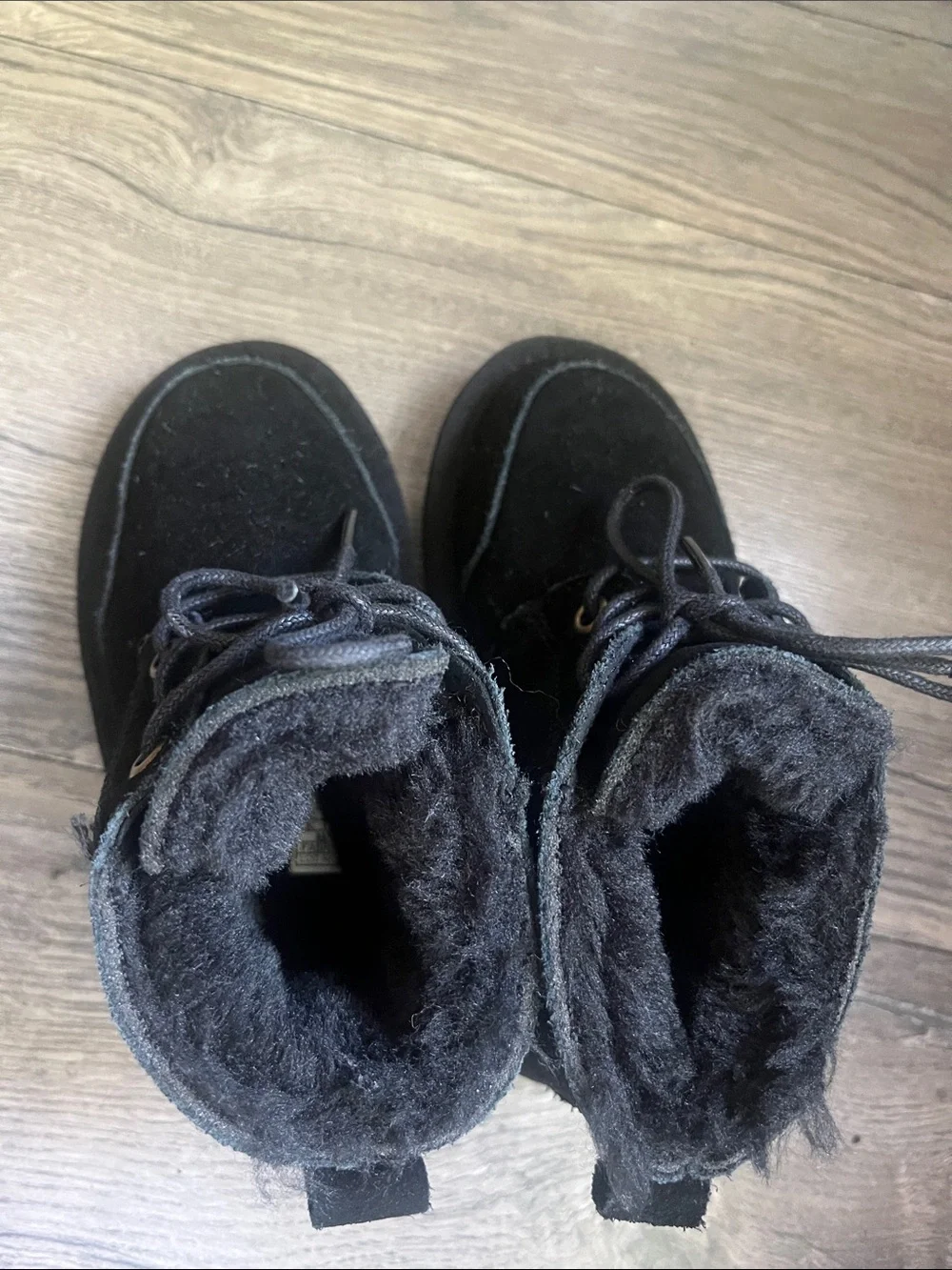 Lamo Kids Black Suede Lace-Up Rain & Snow Boots